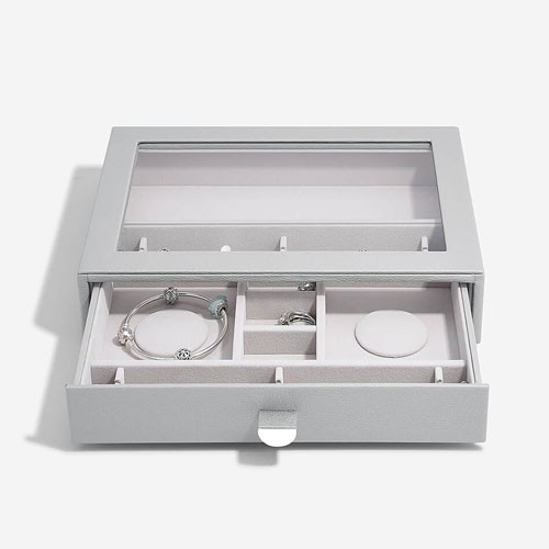 STACKERS CLASSIC DRAWER CHARM DRAWER WITH GLASS LID PEBBLE GREY