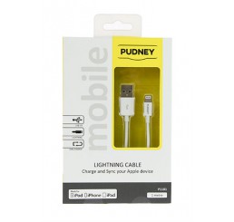 PUDNEY USB A PLUG TO LIGHTNING PLUG 1 METRE WHITE