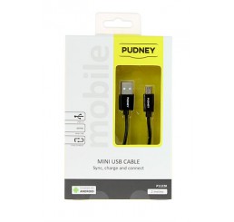 PUDNEY USB A PLUG TO MINI USB PLUG 5PIN V2.0 2 METRE BLACK