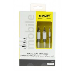 Pudney 3.5mm Stereo Plug to 2 RCA Plugs 2 Metre White