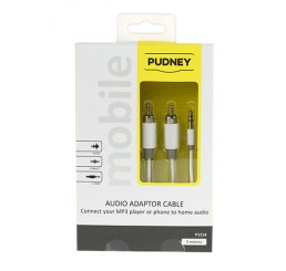 Pudney 3.5mm Stereo Plug to 2 RCA Plugs 3 Metre White