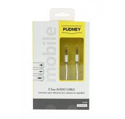 Pudney 3.5mm Stereo Plug to 3.5mm Stereo Plug 0.5 Metre White
