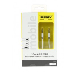 Pudney 3.5mm Stereo Plug to 3.5mm Stereo Plug 1 Metre White