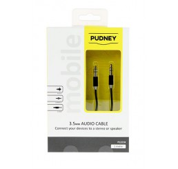 Pudney 3.5mm Stereo Plug to 3.5mm Stereo Plug 1 Metre Black