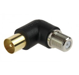 Pudney Adaptor Rightangle Coaxial Plug to F Socket