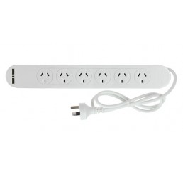 Pudney 6 Way Surge Protection with 2 USB